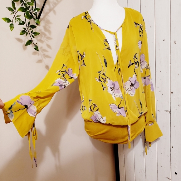 MOD REF | FLOWERED BLOUSE WITH BODYSUIT TIE - Picture 3 of 14